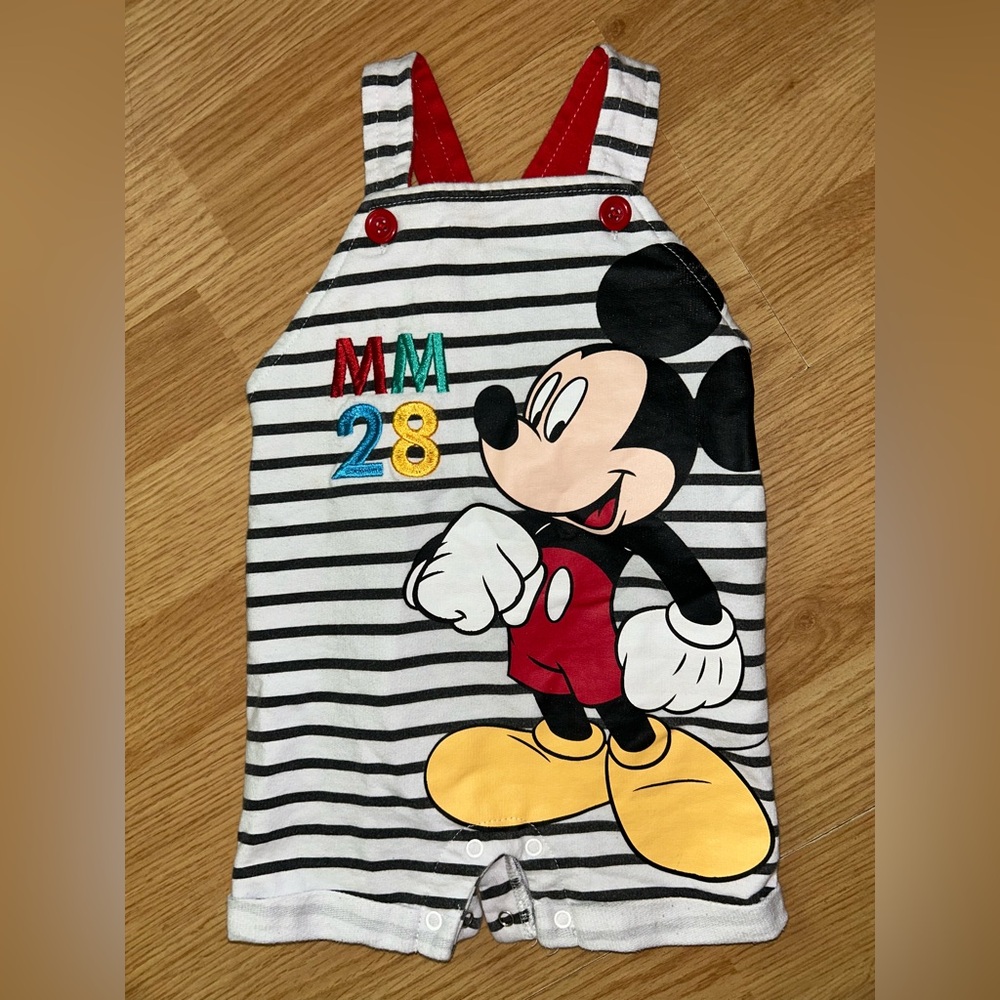 Vintage Disney Mickey Mouse Baby Romper with Colorful Embroidery